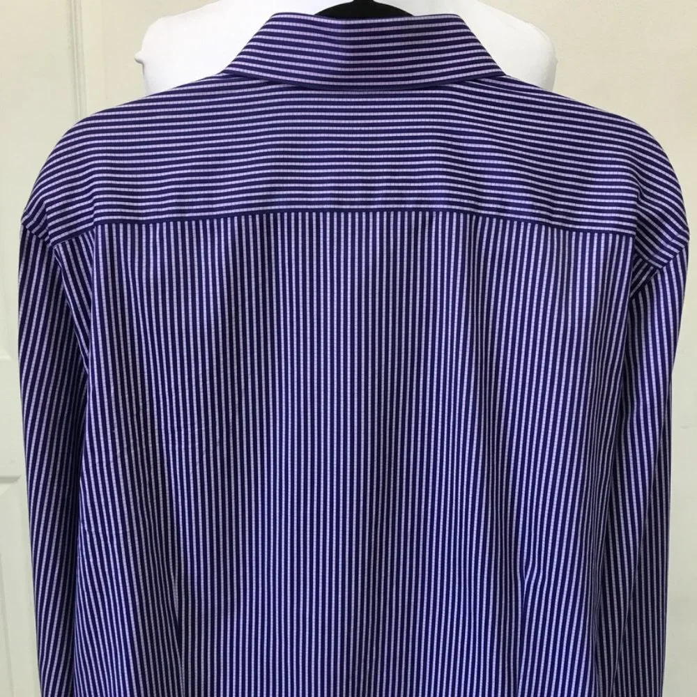 Robert Graham Men's Purple Striped Long Sleeve Button Front Shirt Size 17.5